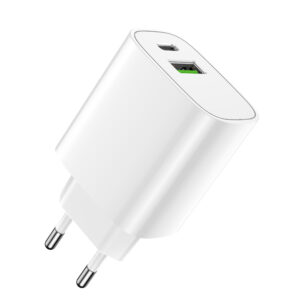 Forever sieninis įkroviklis 1xUSB QC 3.0 + 1xUSB-C PD 20W LS-04 baltas
