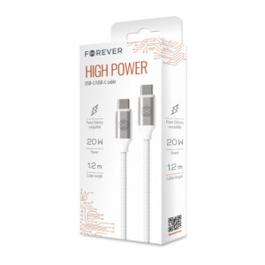Forever USB-C – USB-C laidas 1,2 m 3A 20W WHP12320 baltas - Image 2