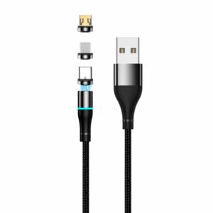 Setty USB magnetinis laidas 1m 2A nailoninis juodas