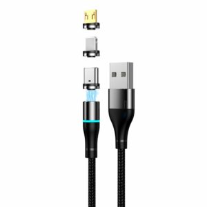 Setty USB magnetinis laidas 1m 2A nailoninis juodas - Image 2