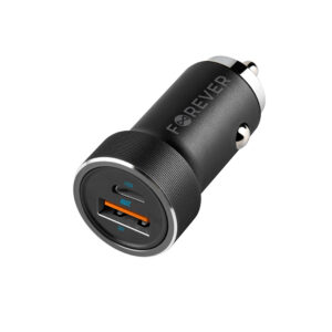 Forever CC-06 PD QC automobilinis įkroviklis 1x USB-C 1x USB 20W juodas - Image 2