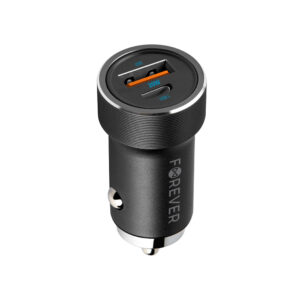 Forever CC-06 PD QC automobilinis įkroviklis 1x USB-C 1x USB 20W juodas