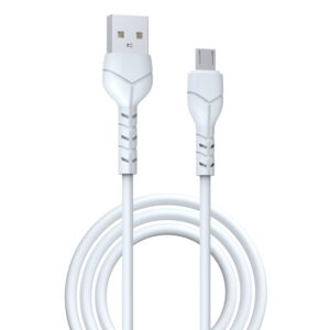 Devia laidas Kintone EC144 USB - MicroUSB 1,0 m 2,1A baltas