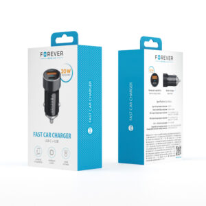 Forever CC-06 PD QC automobilinis įkroviklis 1x USB-C 1x USB 20W juodas - Image 4