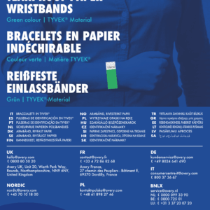 Kontrolinė renginių apyrankė Tyvek neoninės žalios spalvos 265x19mm - Image 4