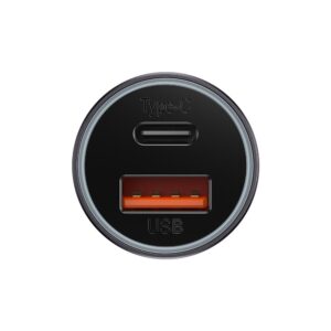 Baseus automobilinis įkroviklis Golden Contactor Max PD 60W 1x USB 1x USB-C tamsiai pilkas - Image 3