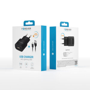 Forever TC-01 įkroviklis 1x USB 2A juodas + Lightning laidas - Image 7