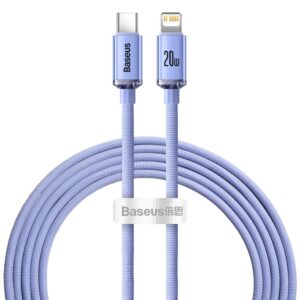Baseus laidas Crystal Shine USB-C – Lightning 2,0 m 20W violetinis