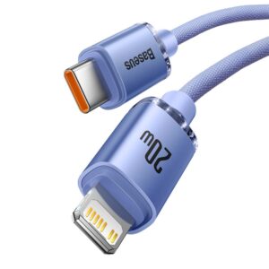 Baseus laidas Crystal Shine USB-C – Lightning 2,0 m 20W violetinis - Image 2