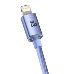 Baseus laidas Crystal Shine USB-C – Lightning 2,0 m 20W violetinis - Image 3