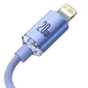 Baseus laidas Crystal Shine USB-C – Lightning 2,0 m 20W violetinis - Image 4