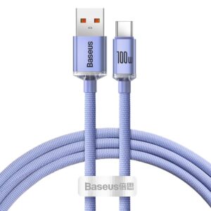 Baseus laidas Crystal Shine USB - USB-C 1,2 m 100W violetinis