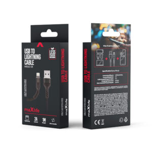Maxlife MXUC-01 laidas USB - Lightning 1,0 m 2A juodas nailoninis - Image 6