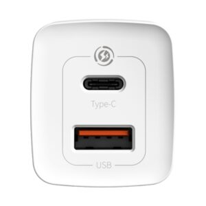 Baseus sieninis įkroviklis GaN2 Lite PD 65W 1x USB-C 1x USB baltas - Image 4