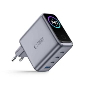 Tech-Protect POWERVISION NC140W-GAN 4 prievadų tinklo įkroviklis PD 140W / QC3.0 tamsiai pilkas - Image 2