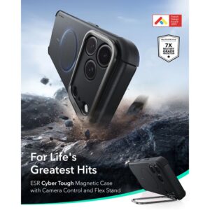 ESR CYBER TOUGH DĖKLAS SU STOVU IR MagSafe Apple iPhone 17 PRO / 18 PRO JUODAS - Image 2