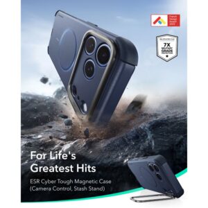 ESR CYBER TOUGH DĖKLAS SU STOVU IR MagSafe Apple iPhone 17 PRO / 18 PRO MĖLYNAS - Image 2