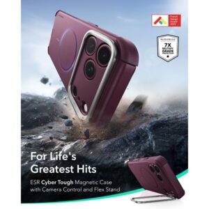 ESR CYBER TOUGH DĖKLAS SU STOVU IR MagSafe Apple iPhone 17 PRO MAX / 18 PRO MAX TAMSIAI BORDO SPALVOS - Image 2
