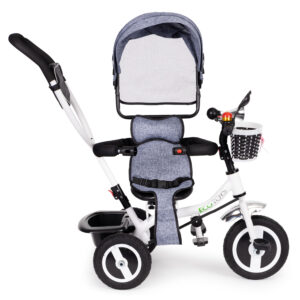 Triratis su besisukančiu stogeliu, patvariais guminiais ratais, pilkas ECOTOYS - Image 3