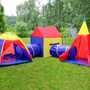 5-in-1 vaikiška žaidimų palapinių sistema – namelis + tuneliai IPLAY - Image 3