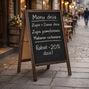 Reklaminis A formos stovas 83x50 cm, dvipusė kreidinė lenta, ModernHome - Image 3