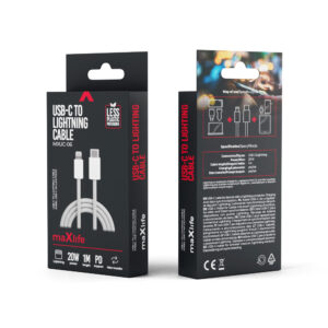 Maxlife MXUC-06 laidas USB-C - Lightning 1,0 m 20W pilkas nailoninis - Image 7