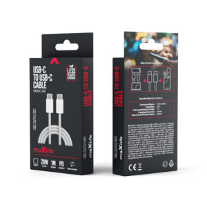 Maxlife MXUC-06 laidas USB-C - USB-C 1,0 m 20W pilkas nailoninis - Image 5