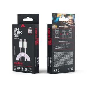 Maxlife MXUC-06 laidas USB-C - USB-C 1,0 m 20W violetinis nailoninis - Image 5