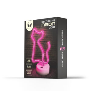 Neoninė LED lemputė su stovu CAT rožinė FSNE02 Forever Light - Image 2