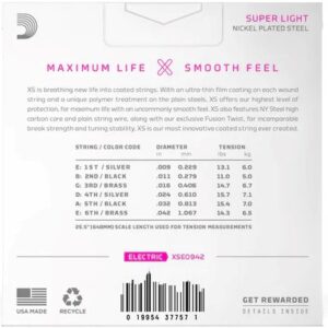 D'Addario XS Super Light (9-42) - elektrinės gitaros stygos - Image 2