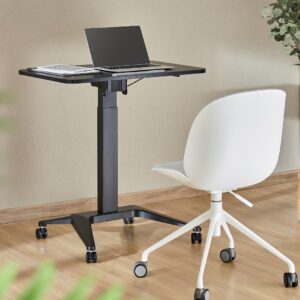 Maclean MC-453 B Mobile Laptop Desk with Pneumatic Height Adjustment, Laptop Table with Wheels, 80 x 52 cm, Max. 8 kg, Height Adjustable Max. 109 cm (Black) - Image 2