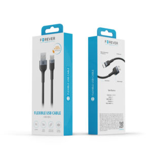 Forever lankstus laidas USB - USB-C 1,0 m 3A juodas - Image 5