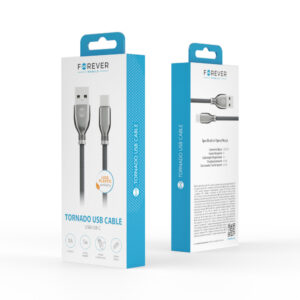 Forever Tornado USB - USB-C laidas 1,0 m 3A juodas - Image 5