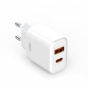 XO sieninis įkroviklis CE12 PD QC 3.0 20W 1x USB 1x USB-C baltas