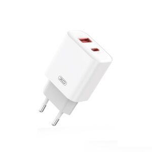 XO sieninis įkroviklis CE12 PD QC 3.0 20W 1x USB 1x USB-C baltas - Image 2