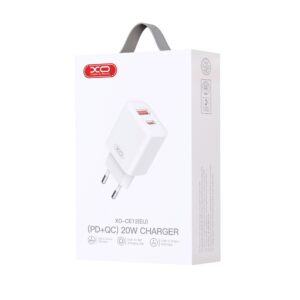 XO sieninis įkroviklis CE12 PD QC 3.0 20W 1x USB 1x USB-C baltas - Image 3