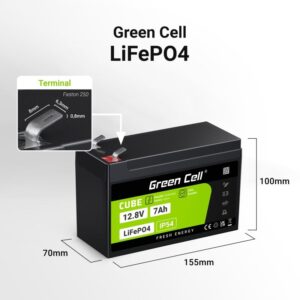 Green Cell LFPGC12V7AH UPS akumuliatorius Ličio geležies fosfatas (LiFePO4) 12,8 V 7 Ah - Image 3
