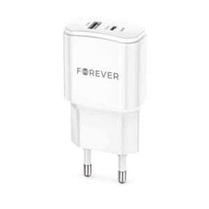 Forever TC-01-20AC PD QC įkroviklis 1x USB-C 1x USB 20W baltas
