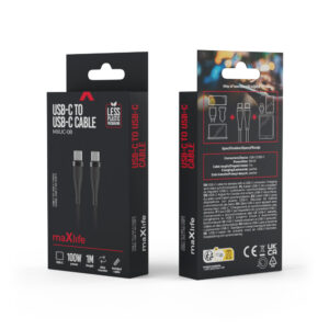 Maxlife MXUC-08 laidas USB-C - USB-C 1,0 m 100W juodas nailoninis - Image 5