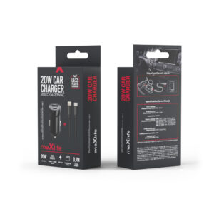 Maxlife MXCC-04 PD QC automobilinis įkroviklis 1x USB-C 1x USB 20W juodas + USB-C – Lightning laidas 27W - Image 13