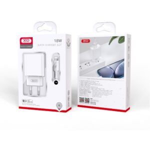 XO sieninis įkroviklis CE02D QC 3.0 18W 1x USB baltas + USB-C laidas - Image 4
