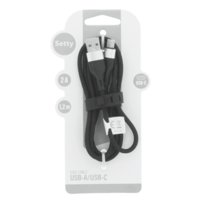 Setty USB – USB-C laidas 1,2 m 2A KNA-C-1.221 juodas