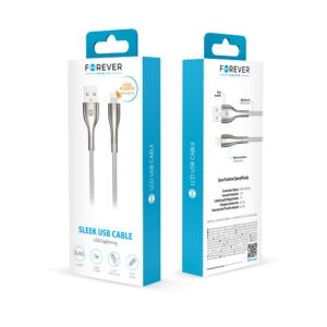 Forever Sleek laidas USB - Lightning 1,0 m 2.4A baltas - Image 11