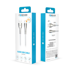 Forever Sleek laidas USB - USB-C 1,0 m 3A baltas - Image 9