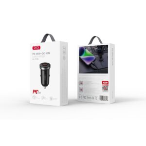 XO automobilinis įkroviklis CC56 PD 30W QC 1x USB 1x USB-C juodas - Image 2