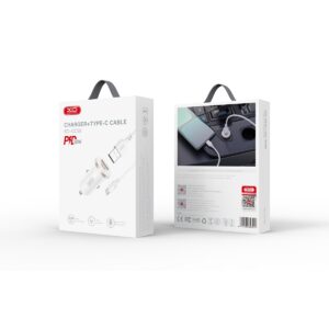 XO automobilinis įkroviklis CC56 PD 30W QC 1x USB 1x USB-C baltas + USB - USB-C laidas - Image 2
