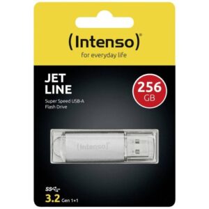 Intenso USB atmintinė 256GB Jet Line USB 3.2, sidabrinė EU (3541492)