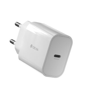 Devia sieninis įkroviklis Smart PD 20W 1x USB-C baltas + Lightning – USB-C laidas V2 - Image 2