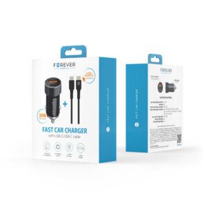 Automobilinis įkroviklis Forever CC-06 PD QC 1x USB-C 1x USB 20W juodas + USB-C - USB-C laidas 60W - Image 9