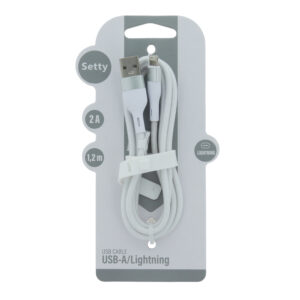 Setty USB – Lightning laidas 1,2 m 2A KNA-L-1.220 baltas - Image 3
